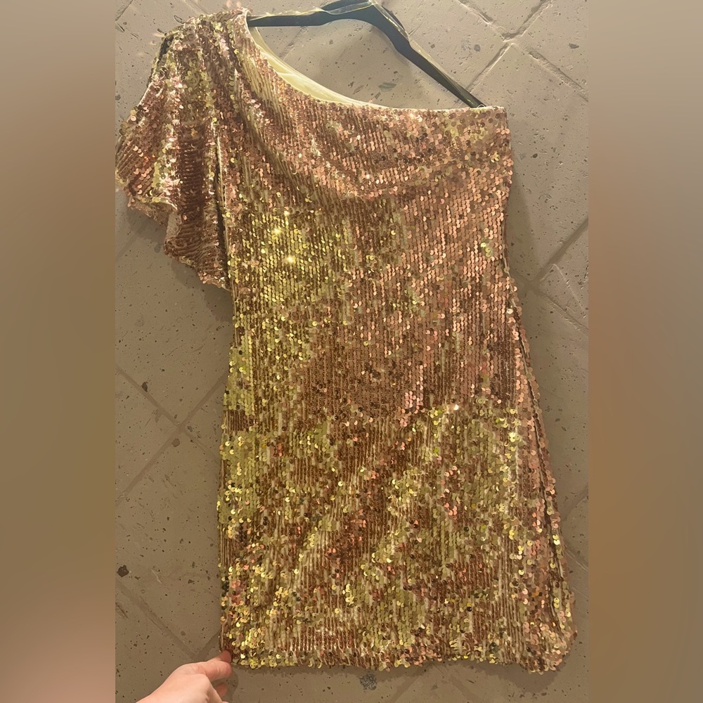 Gold Sequin Cocktail Dress